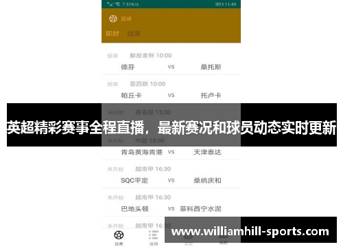 英超精彩赛事全程直播，最新赛况和球员动态实时更新